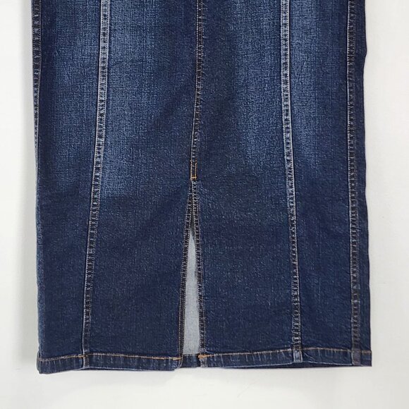 Y2K Nautica Womens Jean Skirt Maxi Stretch Denim Size 10 Dark Wash VTG 00s - Picture 3 of 10
